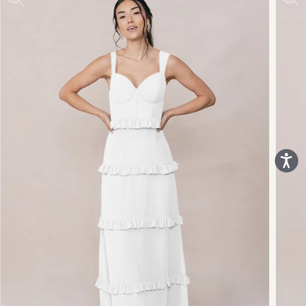 Revelry White Tiered Ruffled Maxi Dress